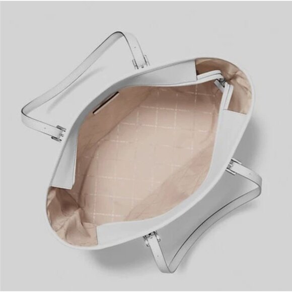 New Michael Kors Jet Set Travel Large Saffiano Leather Tote Bag Optic White - Picture 3 of 3